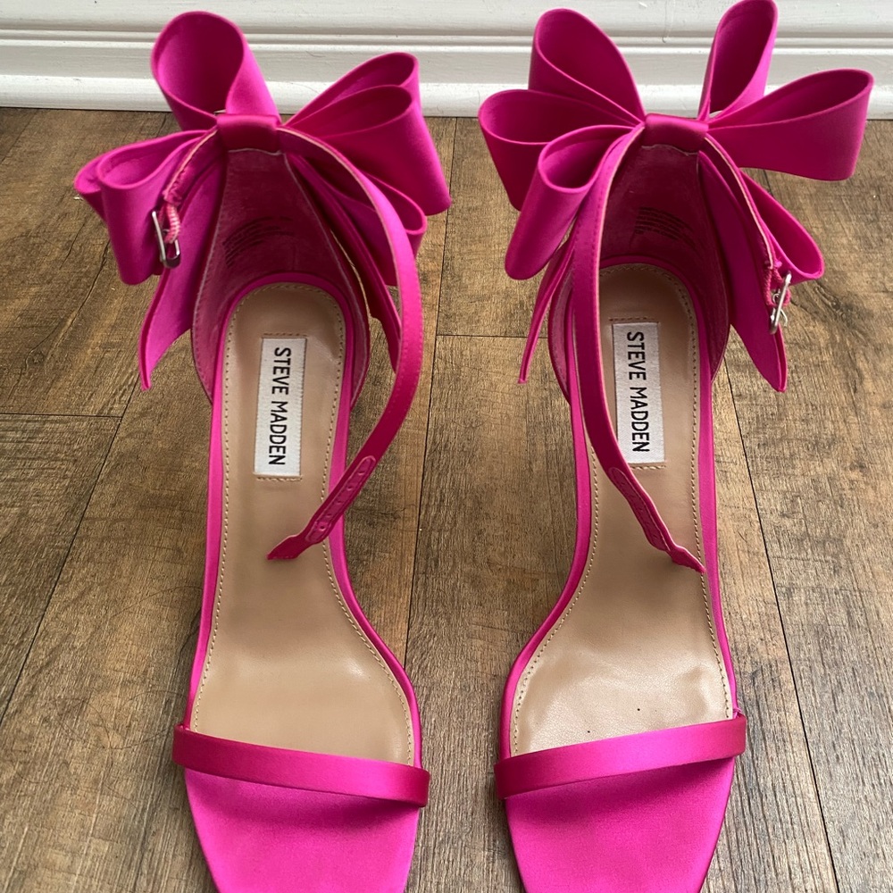Steve Madden Pink Heels with Large Bow for Special Events